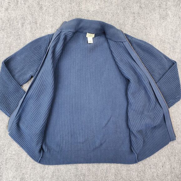 LL Bean Sweater Men Large Blue Full Zip Long Sleeve Ribbed Knit Mock Neck Casual - Picture 12 of 15